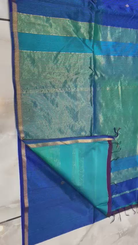 Royal Blue Pure Maheshwari Silk by Silk Handloom Saree