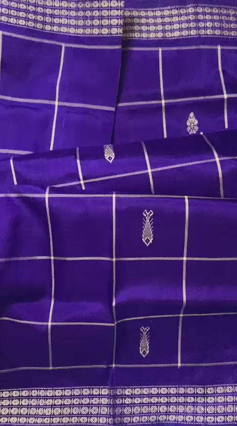 Royal Blue Authentic Berhampuri Silk Double Aanchal Saree
