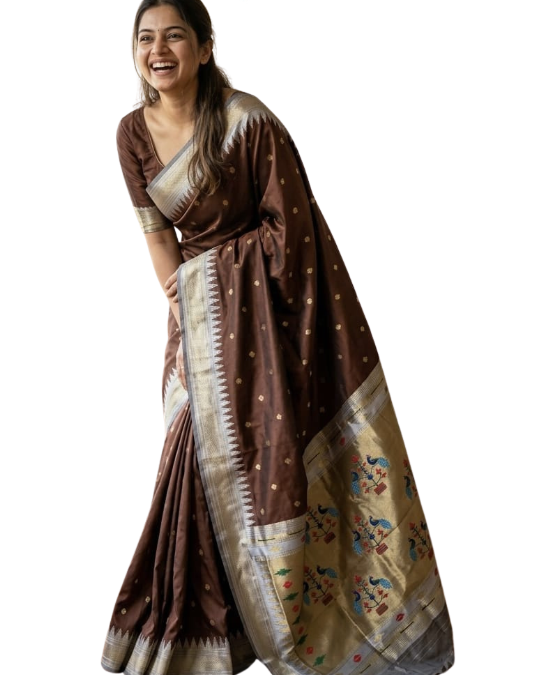 Premium Temple Border Paithani Soft Silk Saree