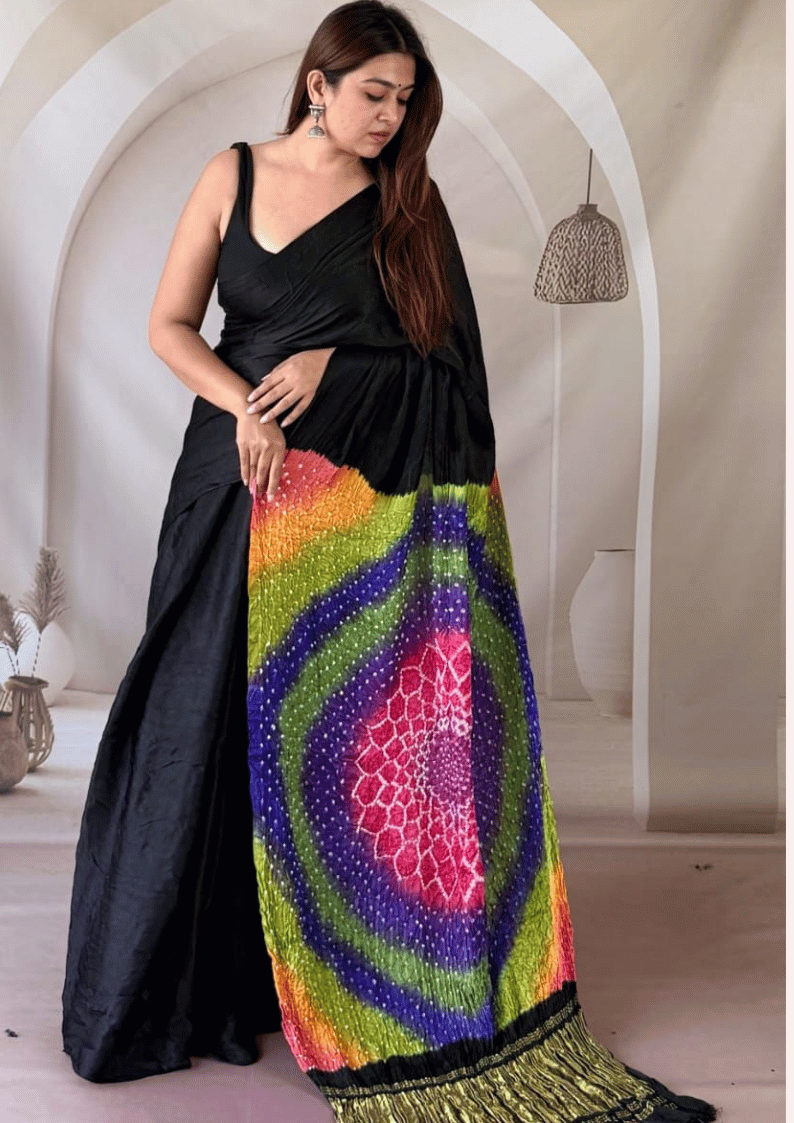 Modal Silk Multicolour Pallu Saree – Modern Statement Saree for the Contemporary Woman