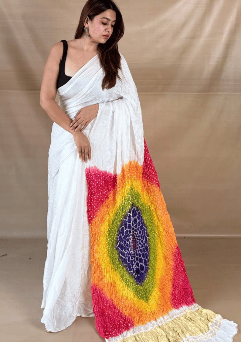 Modal Silk Multicolour Pallu Saree – Modern Statement Saree for the Contemporary Woman